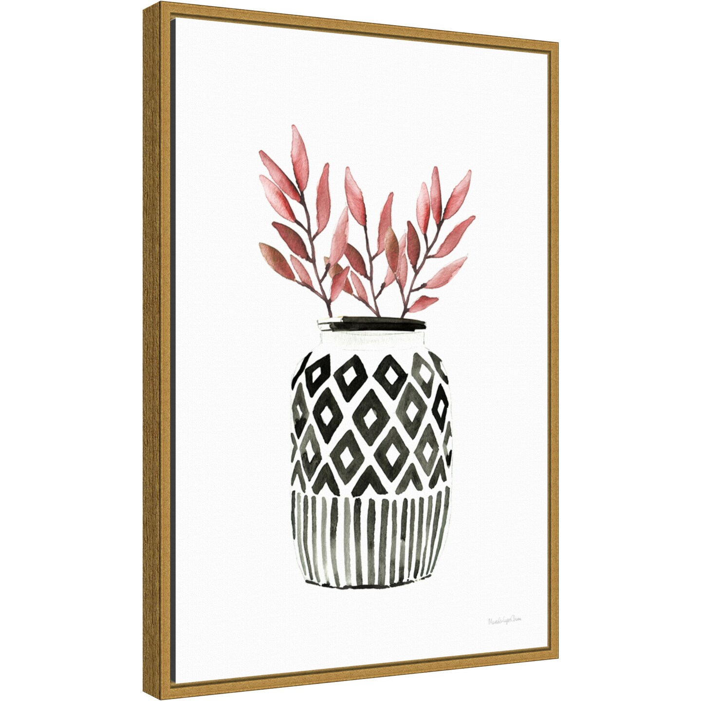 Geometric Vases II by Mercedes Lopez Charro 16-in. W x 23-in. H. Canvas Wall Art Print Framed