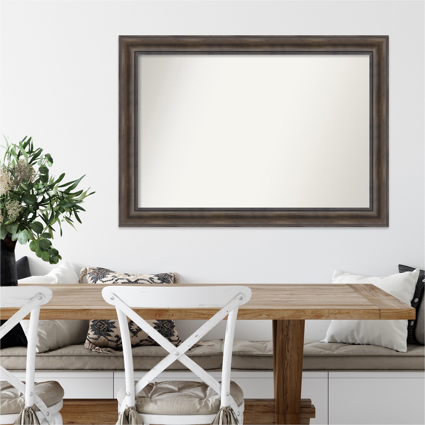 Amanti Art Non-Beveled Wood Wall Mirror, Rustic Pine Frame