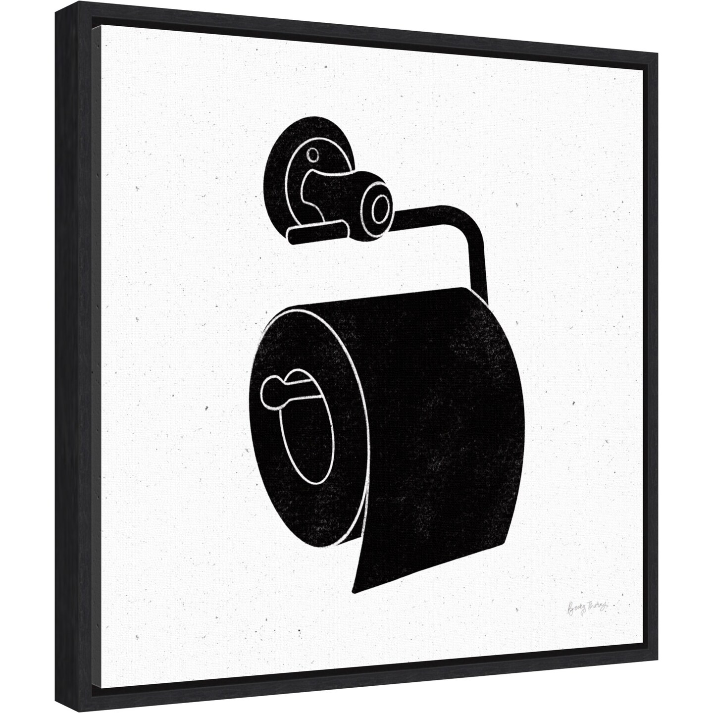Bathroom V Black by Becky Thorns 16-in. W x 16-in. H. Canvas Wall Art Print Framed in Black