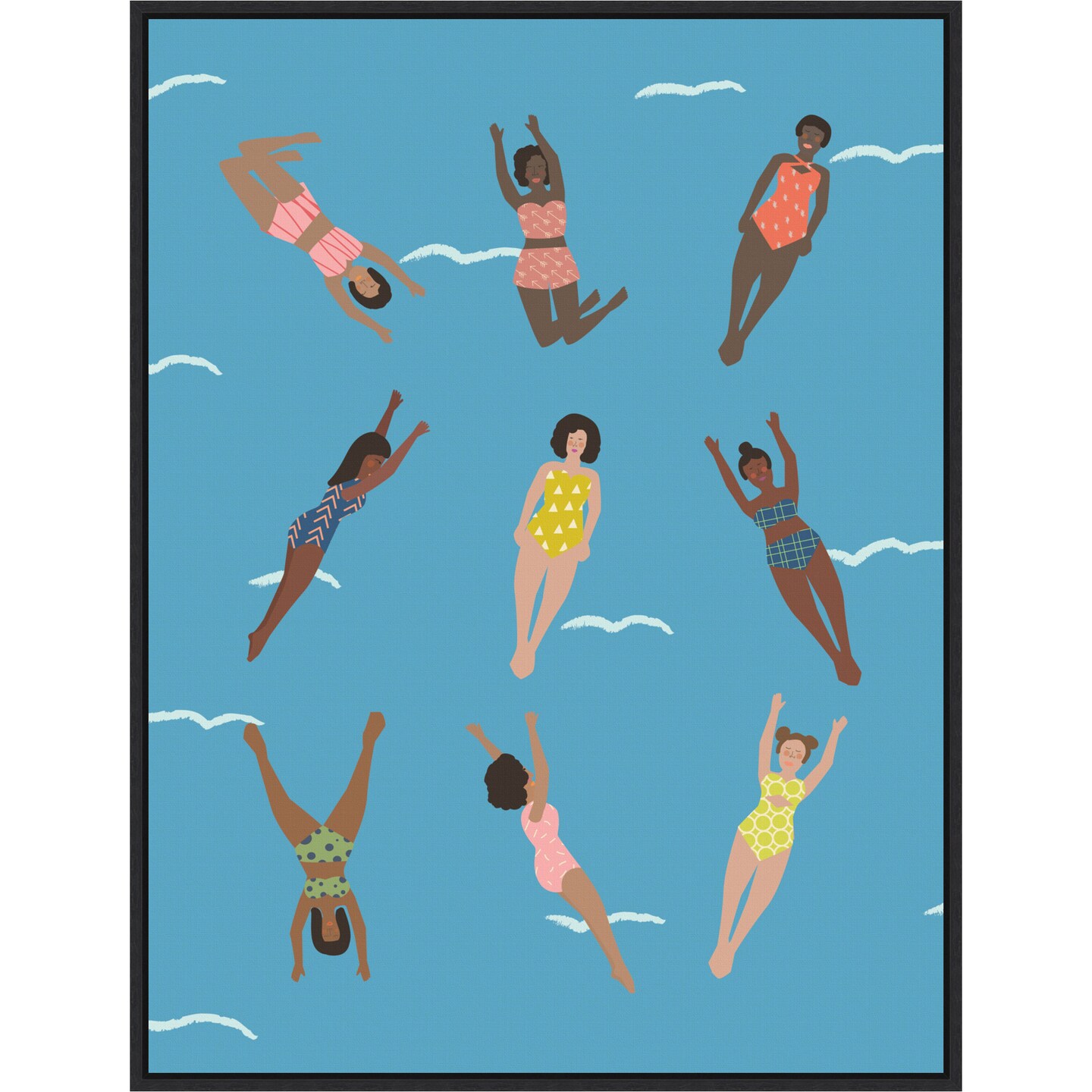 Swimmers by Queenbe Monyei 23in. W x 30in. H. Canvas Wall Art Print