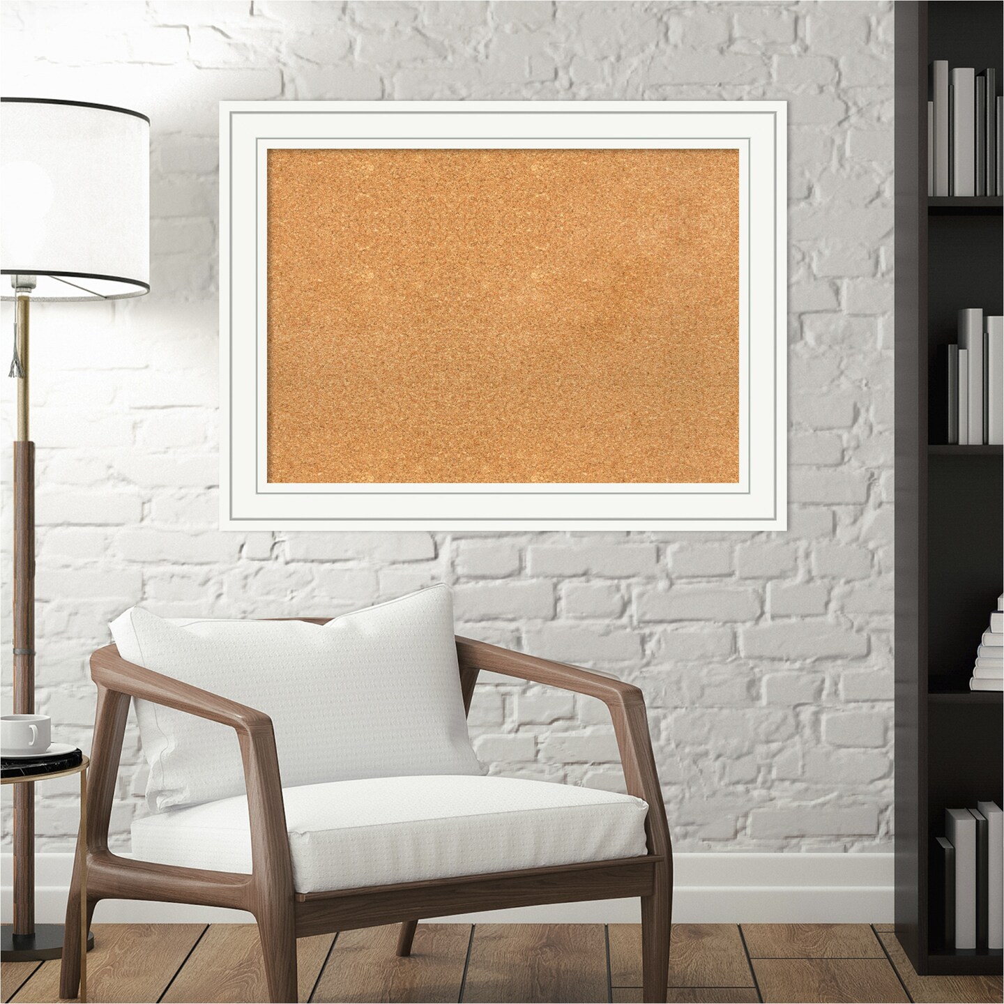 Cork Board, Craftsman White Wood Frame - Bulletin Board, Organization Board, Pin Board