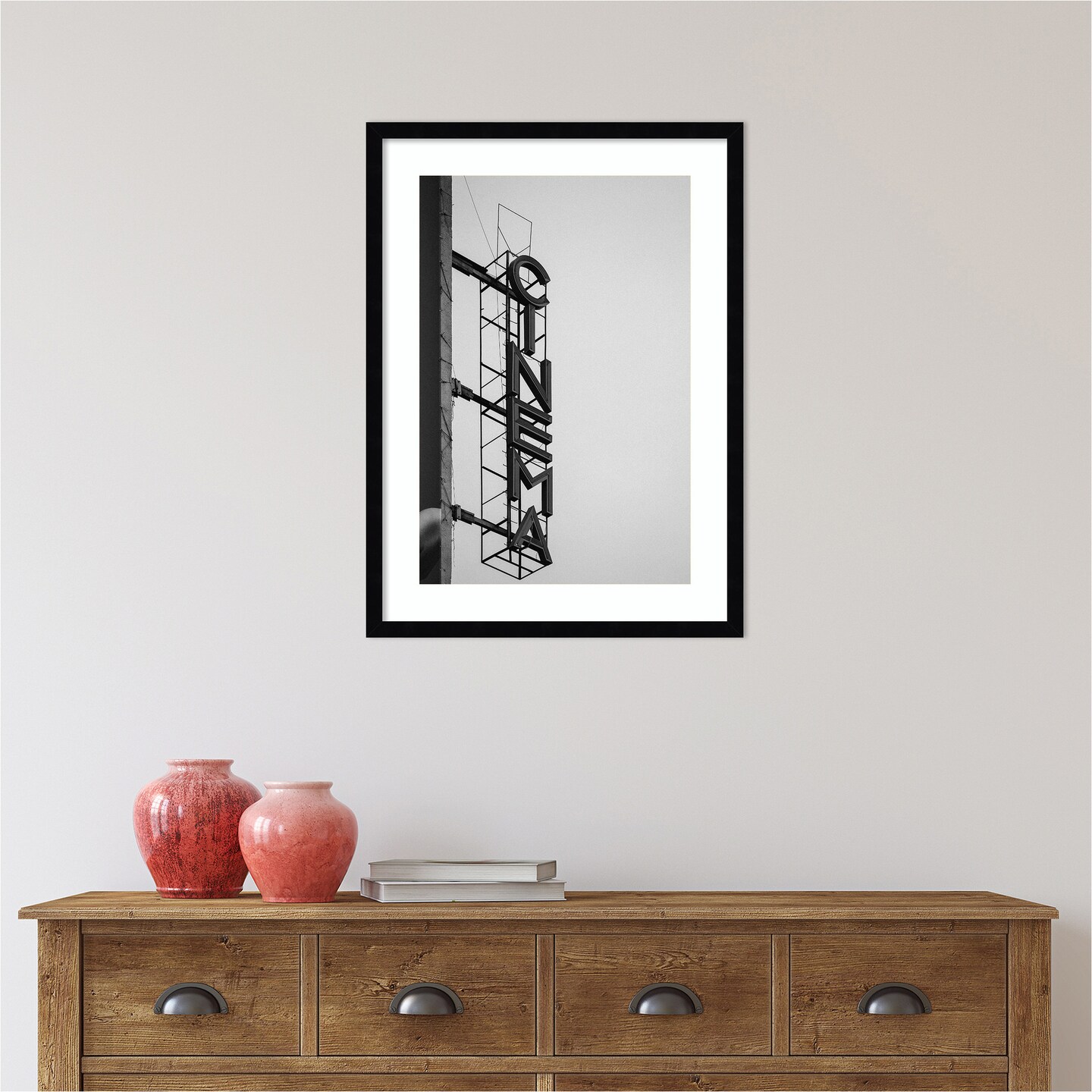 Cinema Marquee Sign by Design Fabrikken Wood Framed Wall Art Print
