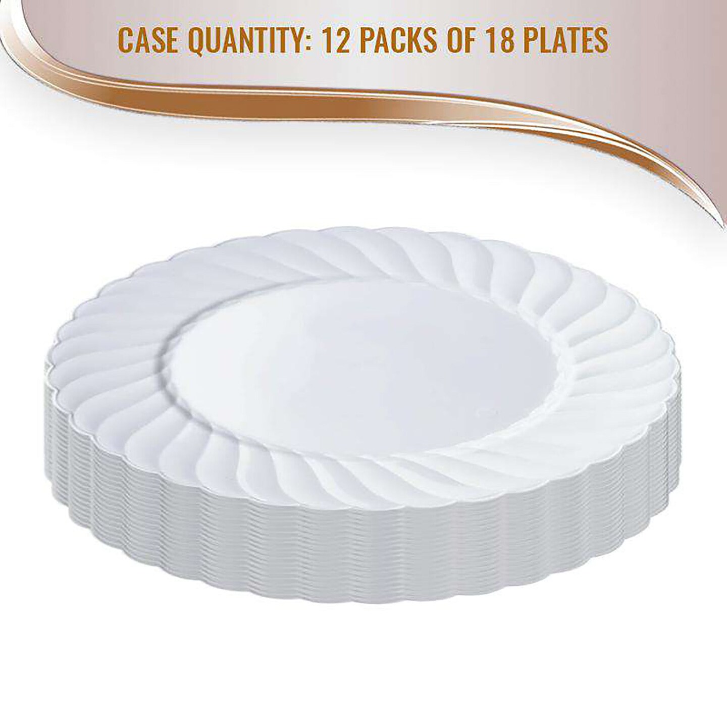 White Flair Plastic Dinner Plates - 10.25&#x22; (144 Plates)