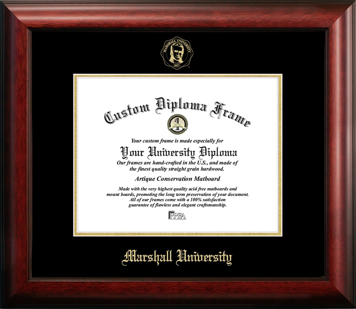 Marshall University 11w x 8.5h Gold Embossed Diploma Frame