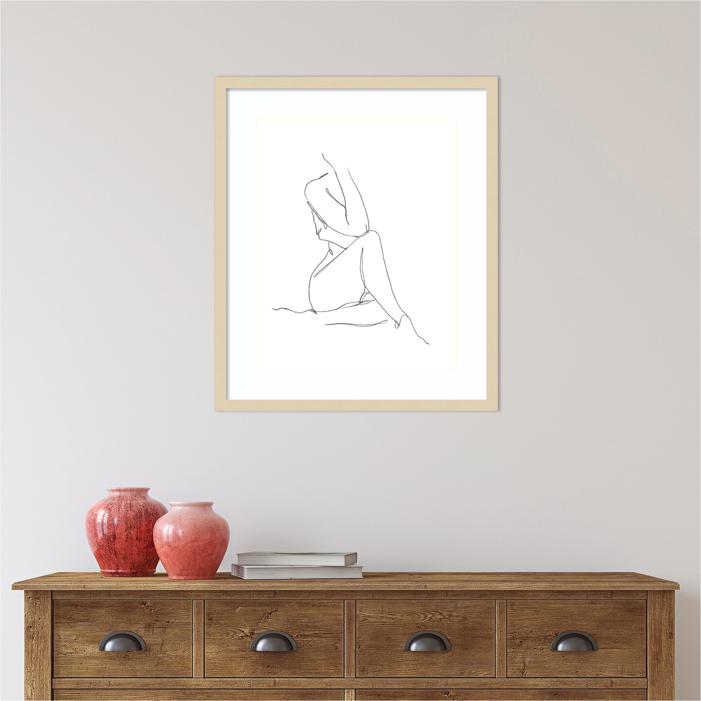 Nude Contour Sketch I by Ethan Harper Wood Framed Wall Art Print