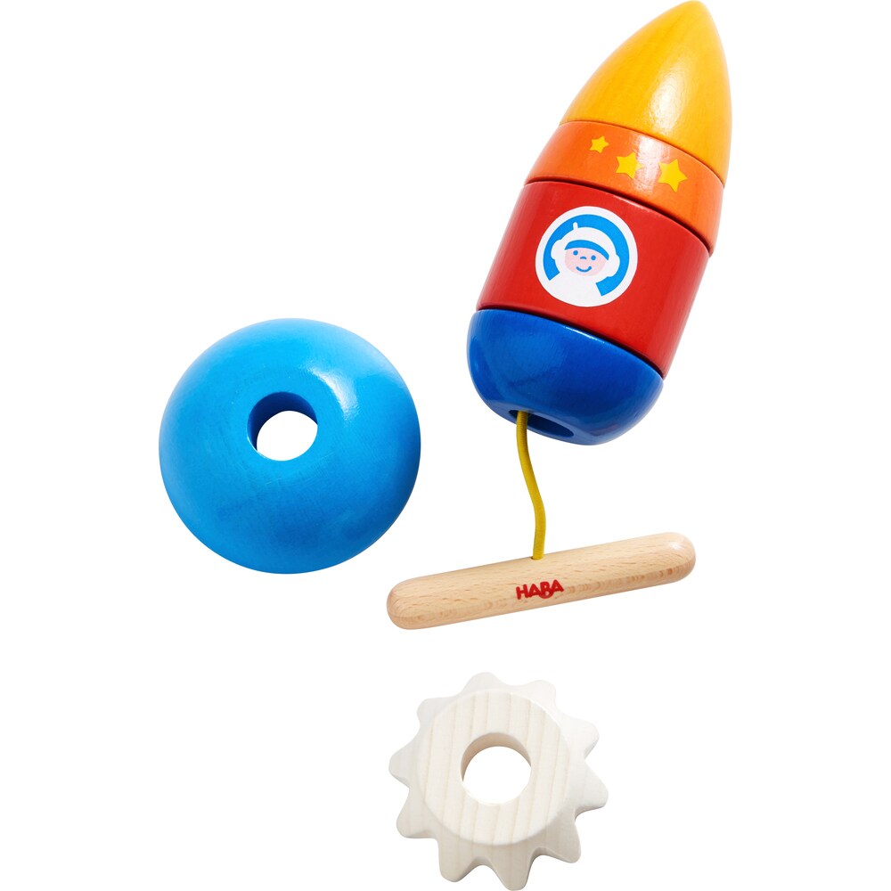 HABA Threading Game Rocket Dexterity Toy for Ages 2+ (Made in Germany)