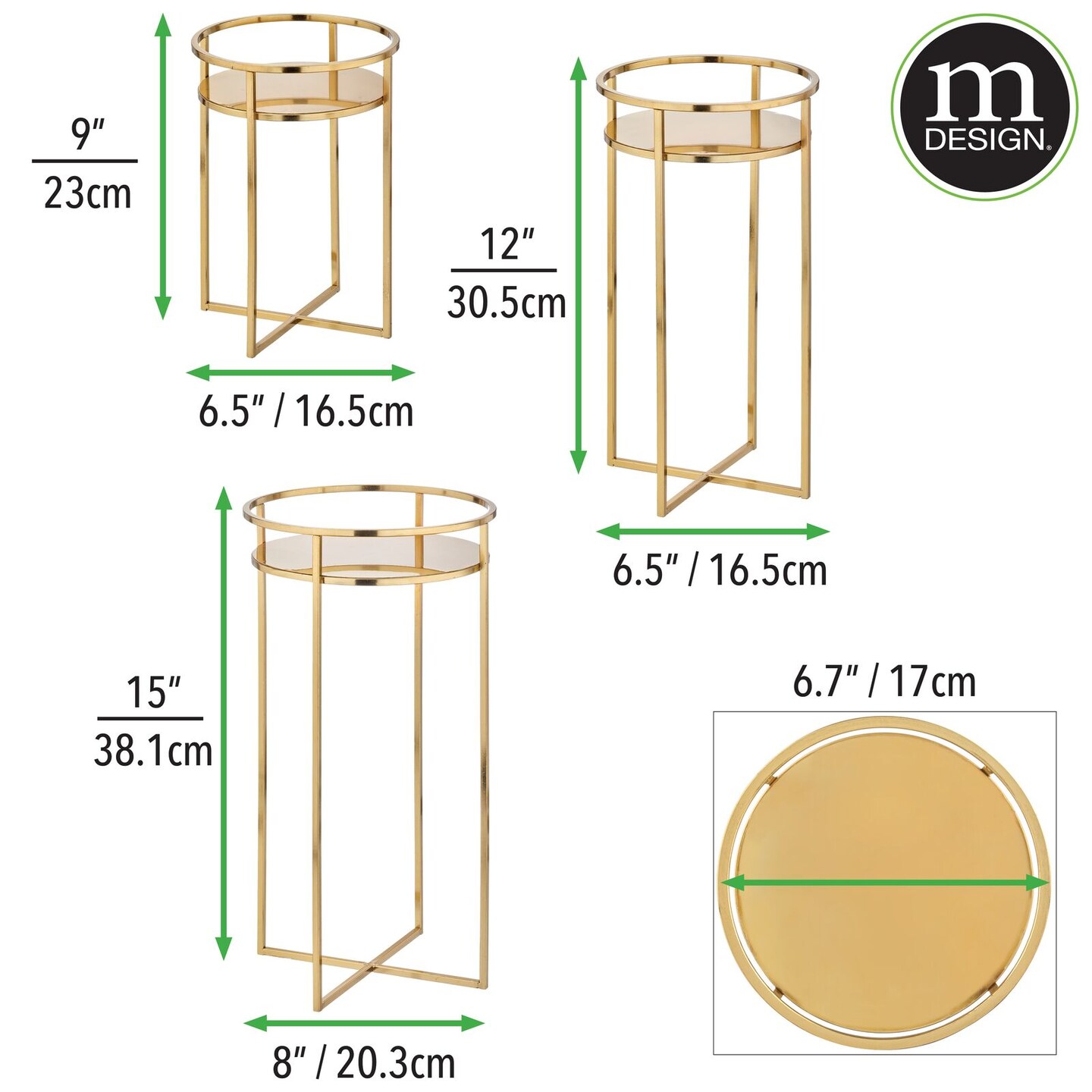 mDesign Metal Midcentury Indoor/Outdoor Stands for Plants Metal