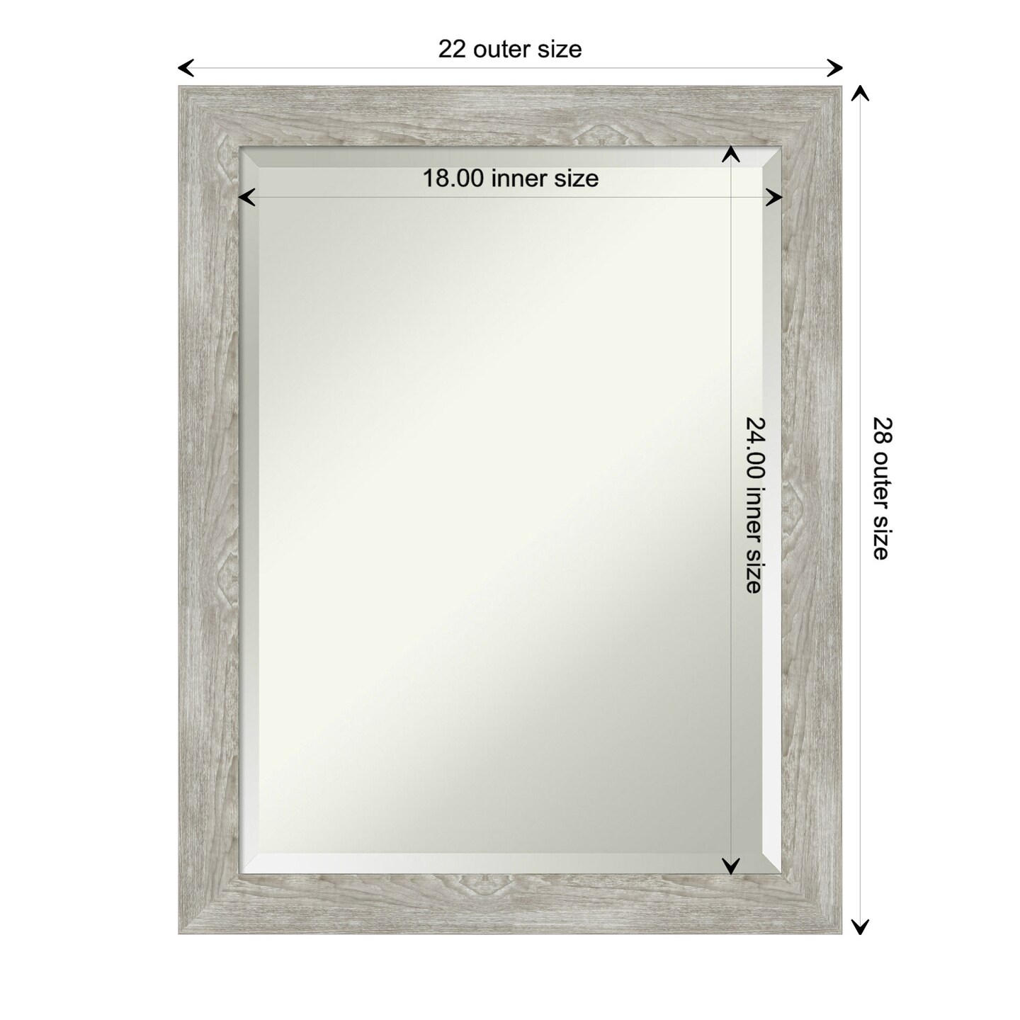 Beveled Bathroom Wall Mirror, Dove Greywash Narrow Frame Mirrors