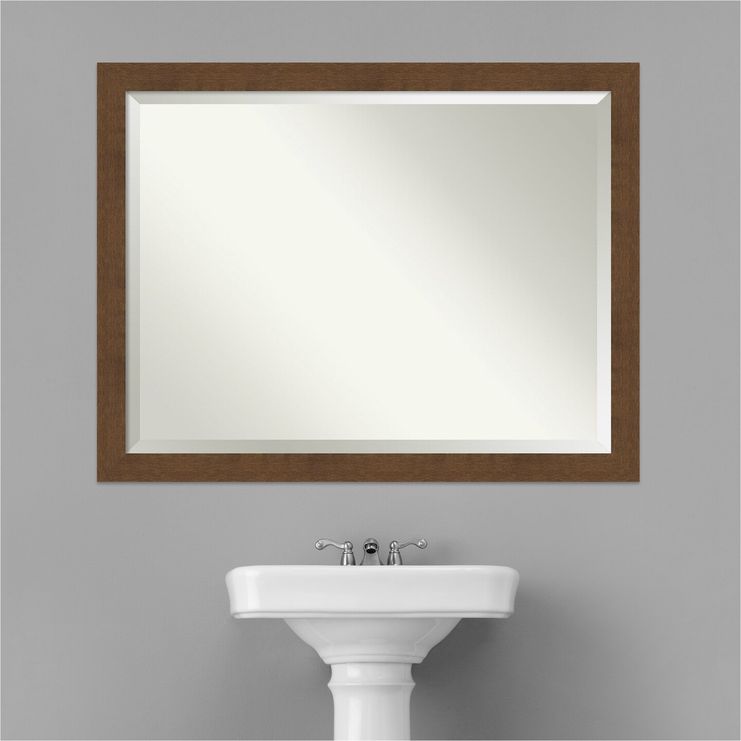 Beveled Wood Bathroom Wall Mirror, Carlisle Frame