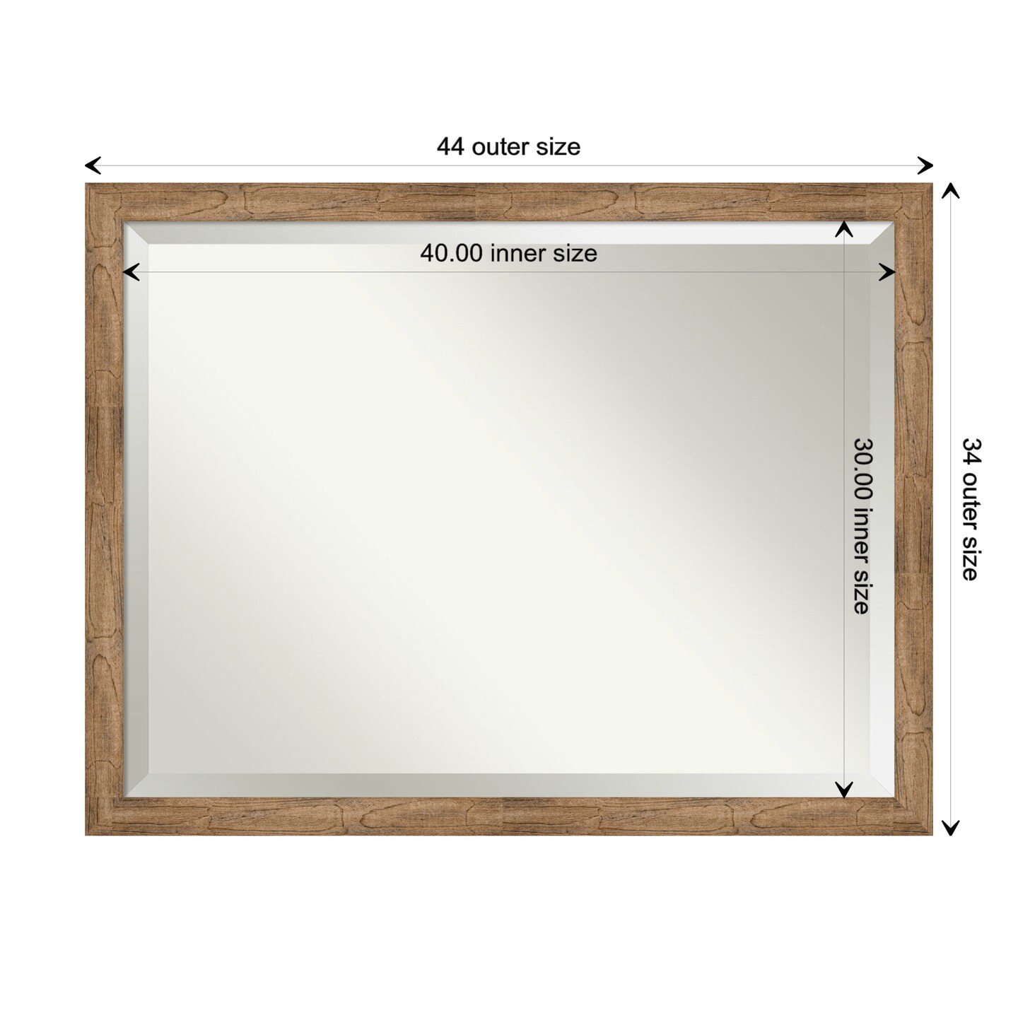 Beveled Wood Bathroom Wall Mirror, Owl Brown Narrow Frame