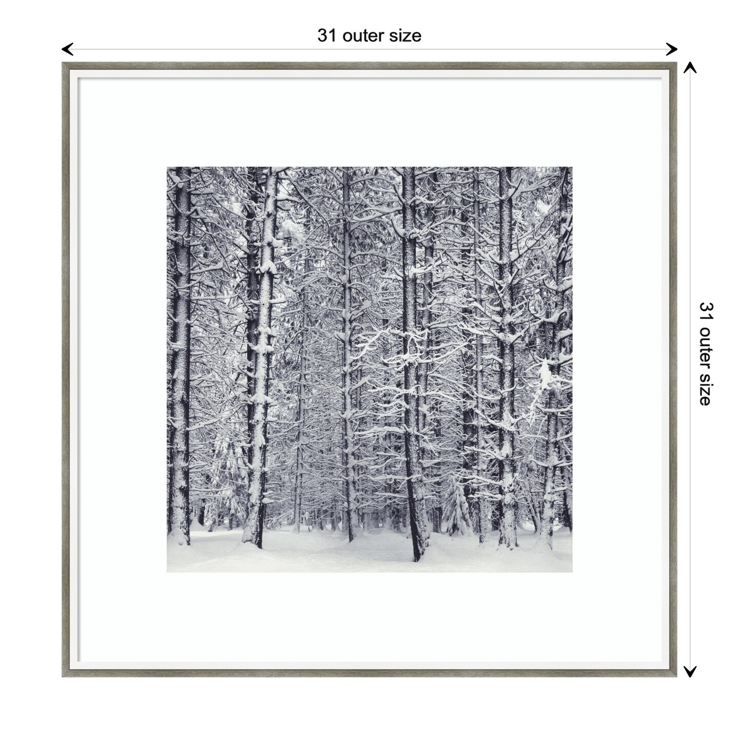 Pine Forest in the Snow Yosemite National Park by Ansel Adams Wood Framed Wall Art Print