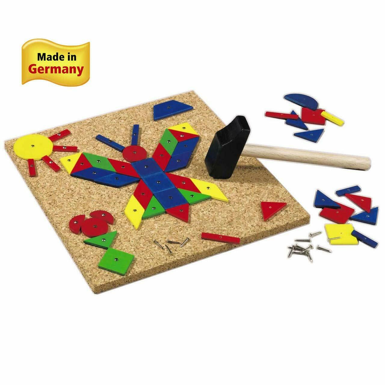 HABA Geo Shape Tack Zap Play Set - Geometric Designs with Hammer &#x26; Nails Children&#x27;s Toy (Made in Germany)