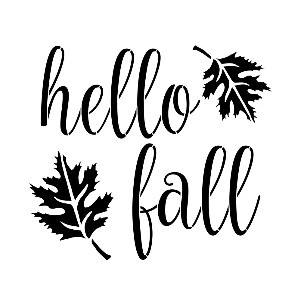 Hello Fall Embossing 12 x 12 Stencil | FS098 by Designer Stencils | Word &#x26; Phrase Stencils | Reusable Stencils for Painting on Wood, Wall, Tile, Canvas, Paper, Fabric, Furniture, Floor | Reusable Stencil for Home Makeover | Easy to Use &#x26; Clean