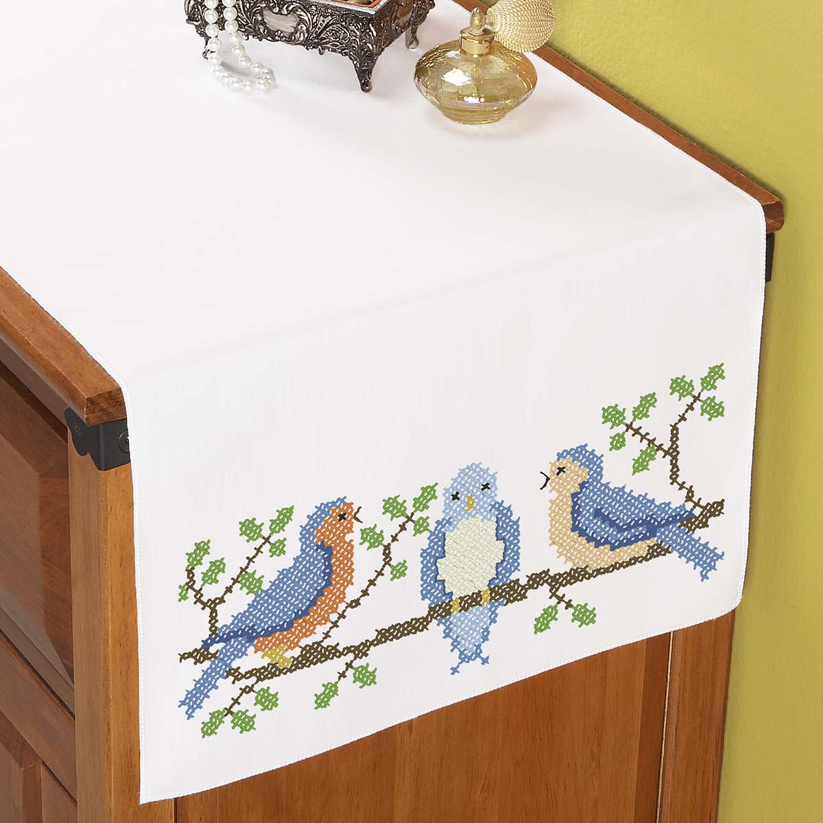 Herrschners Cheerful Birds Dresser Scarf Stamped Cross Stitch Michaels