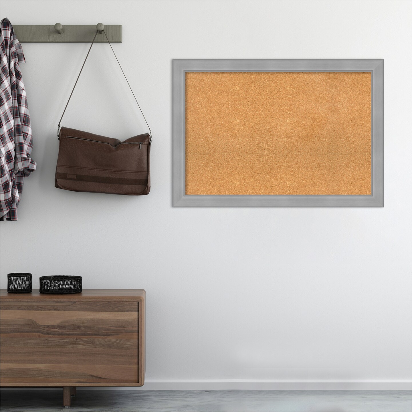 Cork Board, Vista Brushed Nickel Frame - Bulletin Board, Organization Board, Pin Board