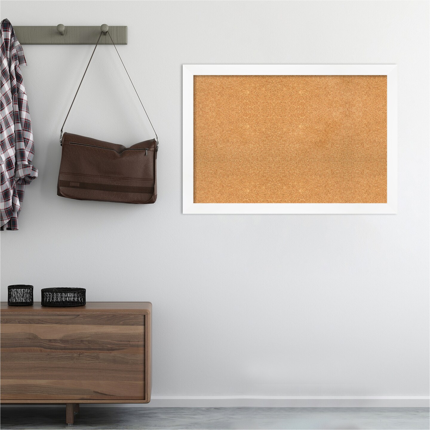 Cork Board, Cabinet White Narrow Frame - Bulletin Board, Organization Board, Pin Board