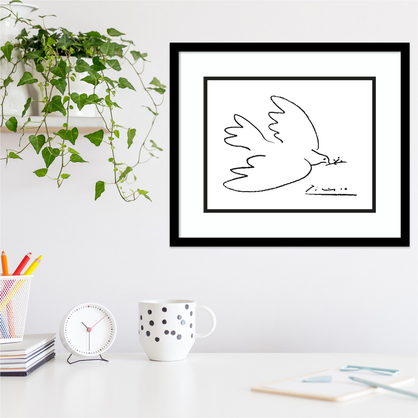 Dove of Peace by Pablo Picasso Wood Framed Wall Art Print