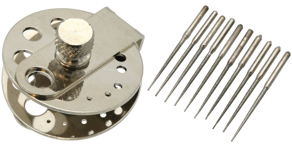 Bead Vise Jewelers Beading Tool with 10 Diamond Coated Bead Reamers