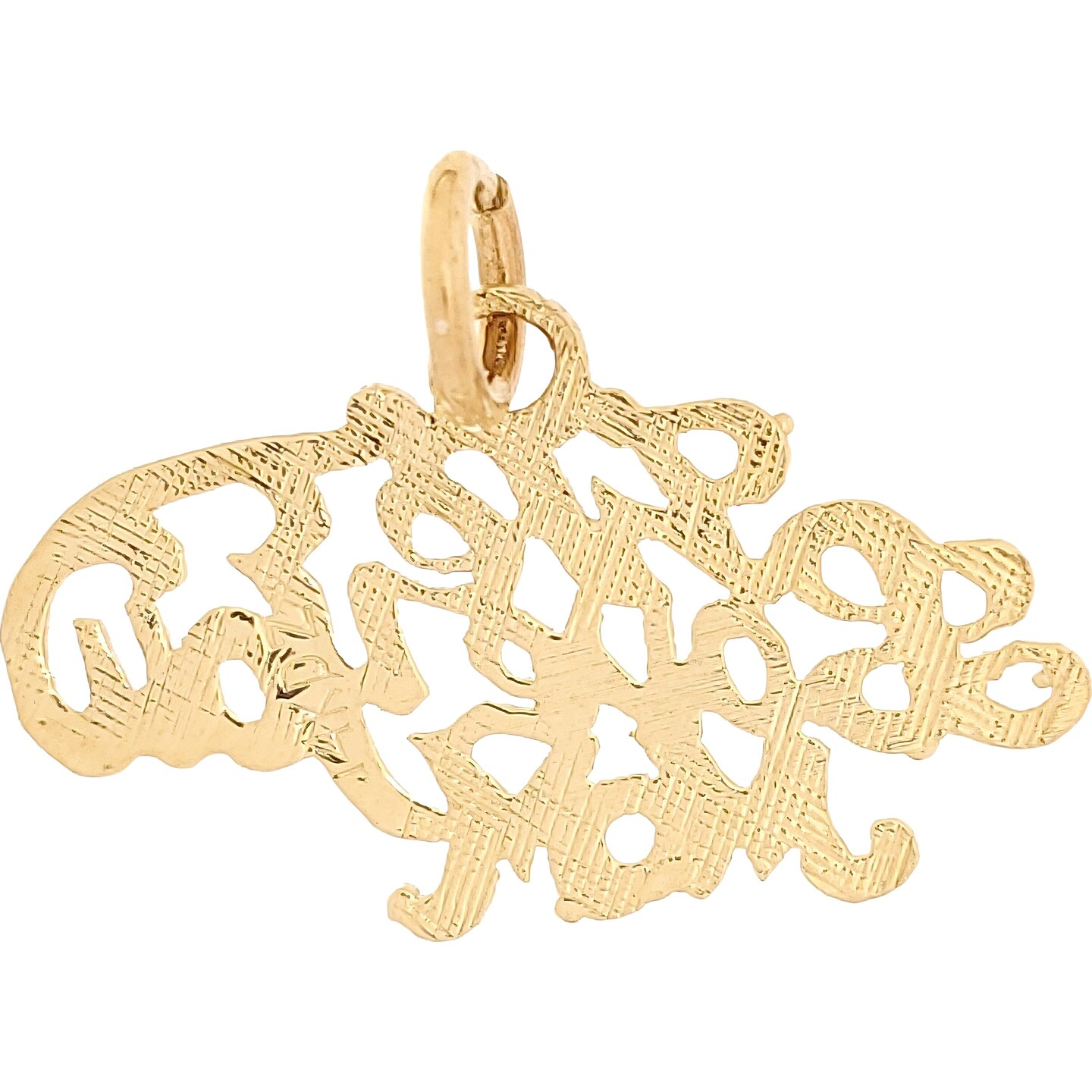 We Love You Mom Charm Diamond-Cut 14k Gold 11.5mm