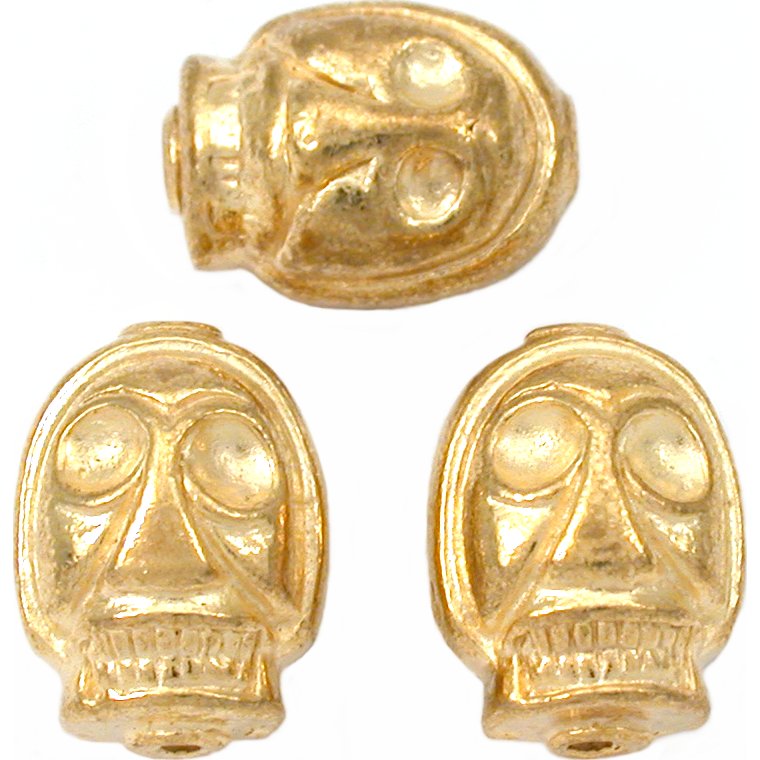 Skull Beads Gold Plated Skeleton Beading 15mm Approx 3