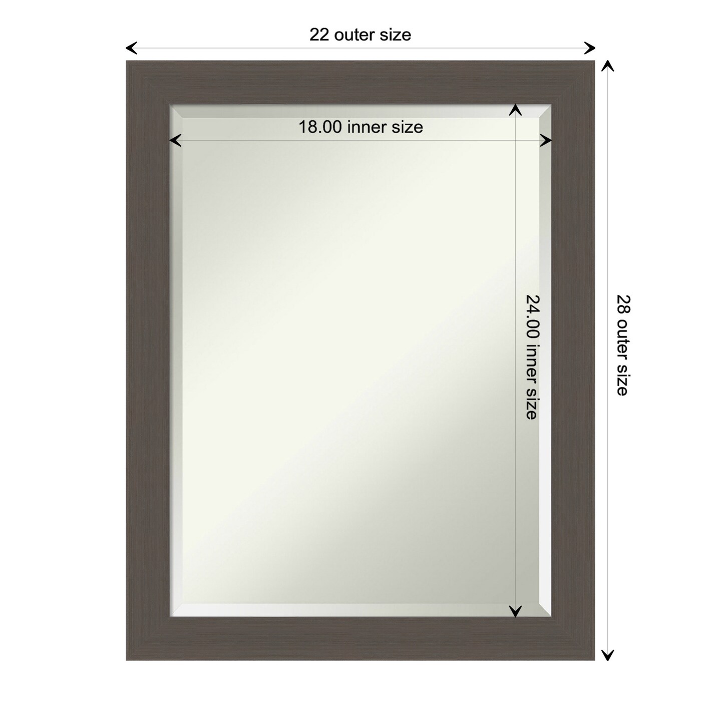 Beveled Bathroom Wall Mirror, Brushed Frame