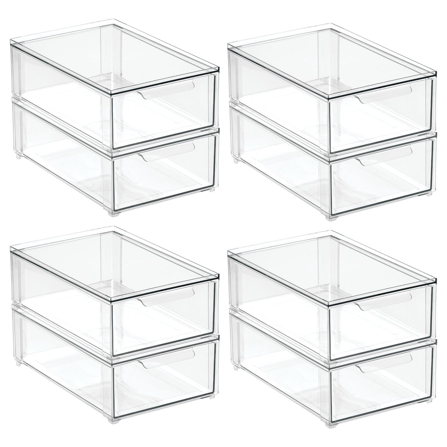 mDesign Plastic Stackable Crafting Drawer Organizer Bins Handle 8