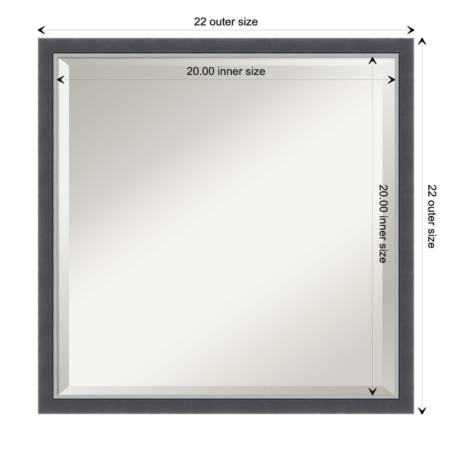 Beveled Bathroom Wall Mirror, Eva Black Silver Thin Frame
