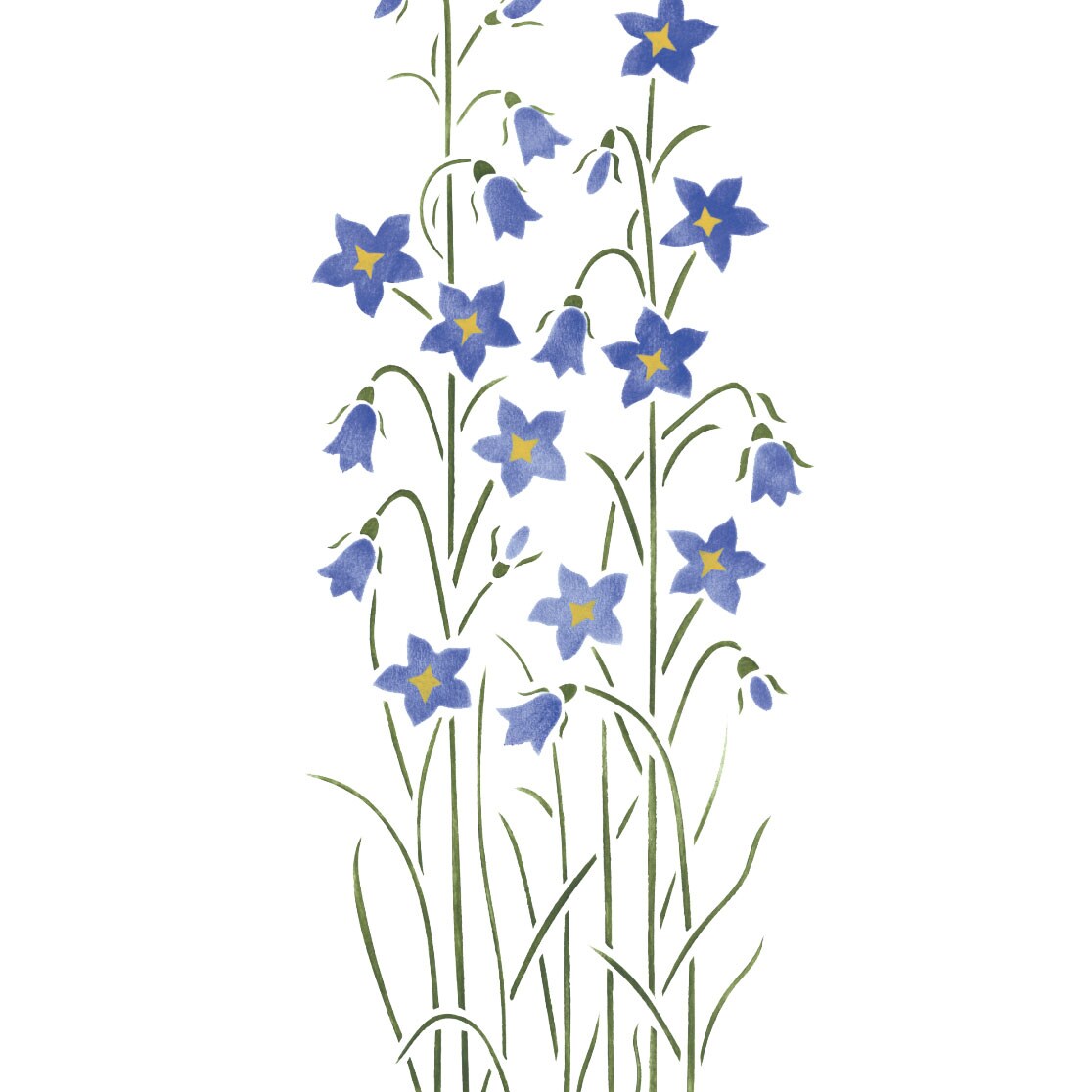 Bell Flowers Wall Stencil | 1438 by Designer Stencils | Reusable Art Craft Stencils for Painting |