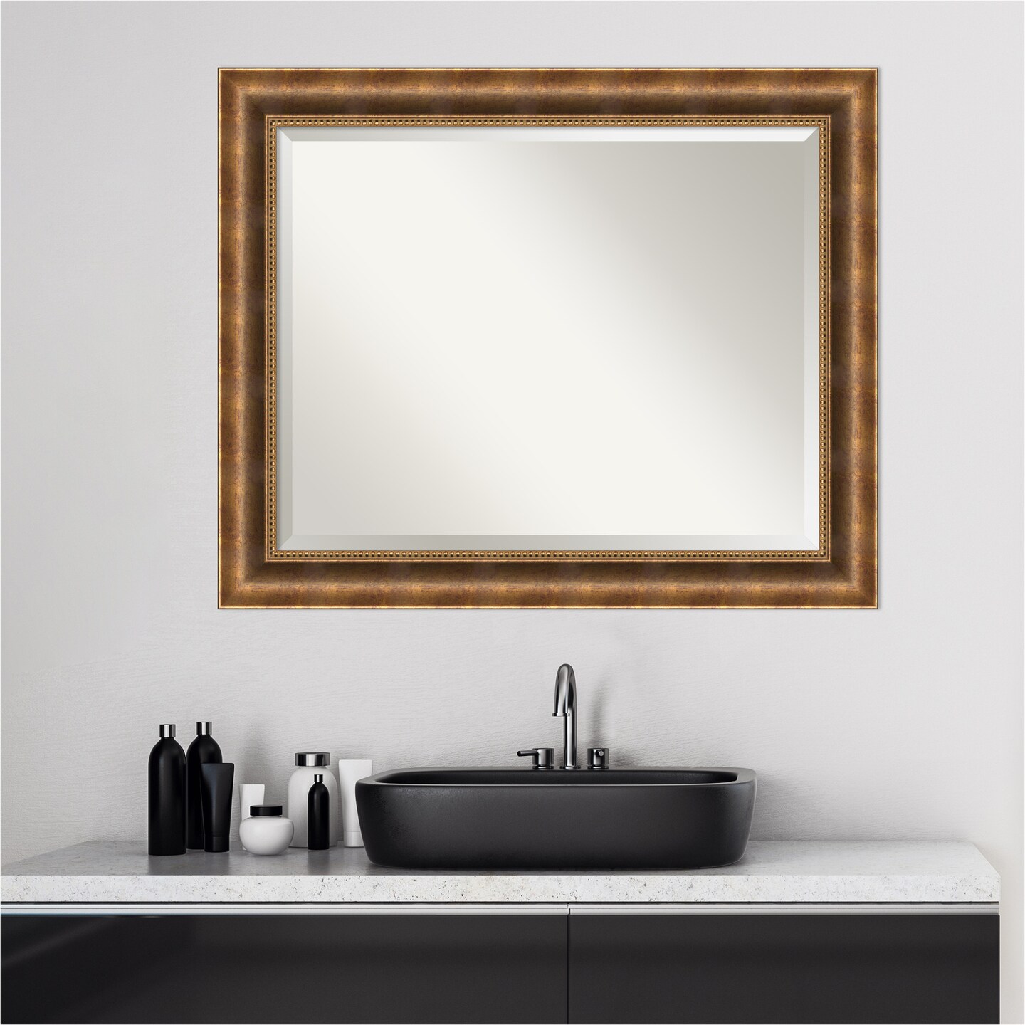 Beveled Bathroom Wall Mirror, Manhattan Frame