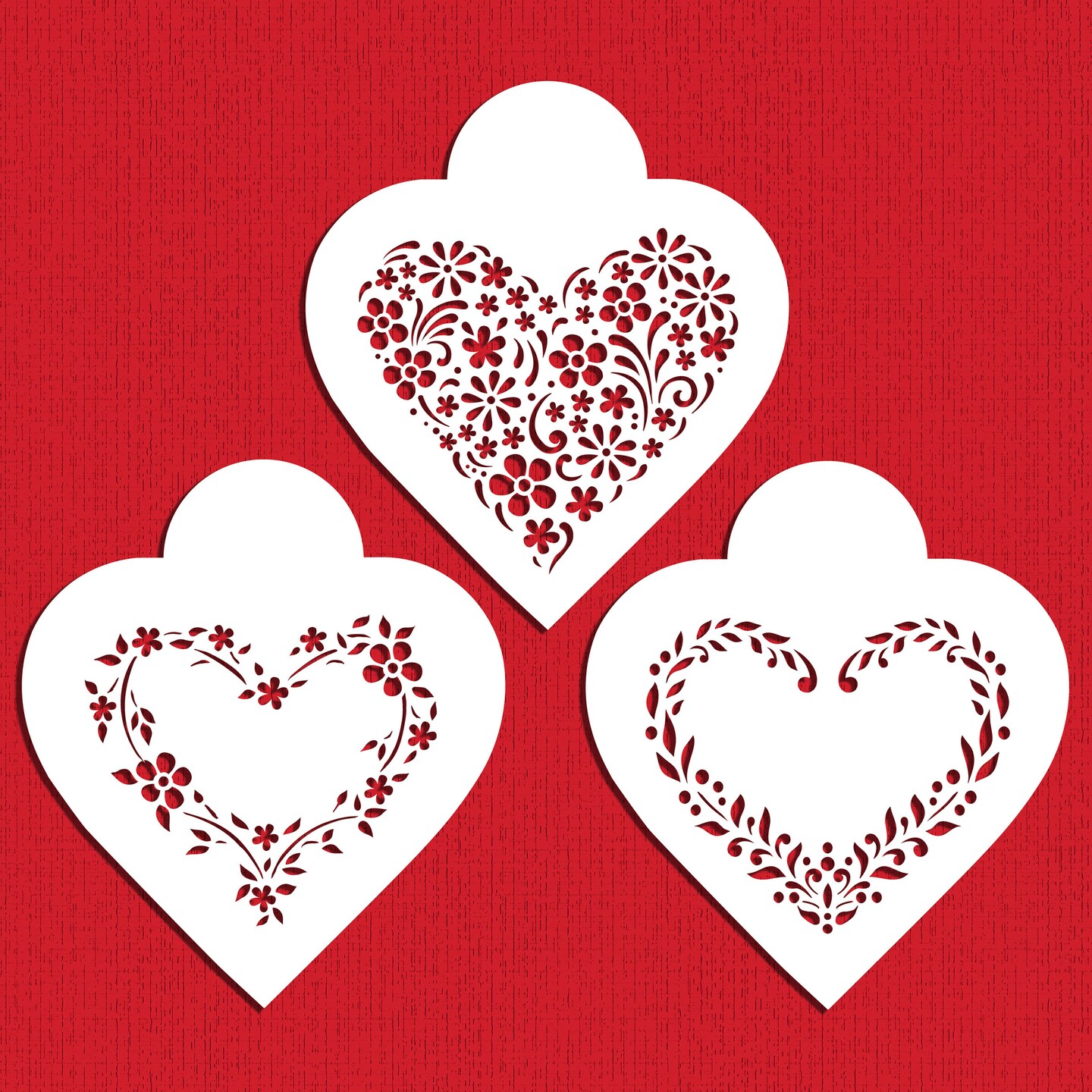 Floral Hearts Cookie Stencil Set | C1055 by Designer Stencils | Cookie Decorating Tools |