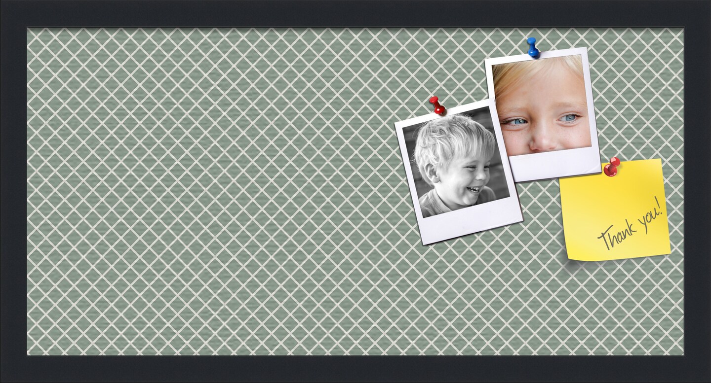 PinPix Custom Bulletin Board Nile Green Diamond Poster Board Has a Fabric Style Canvas Finish, Framed in Satin Black, by ArtToFrames (PinPix-380)