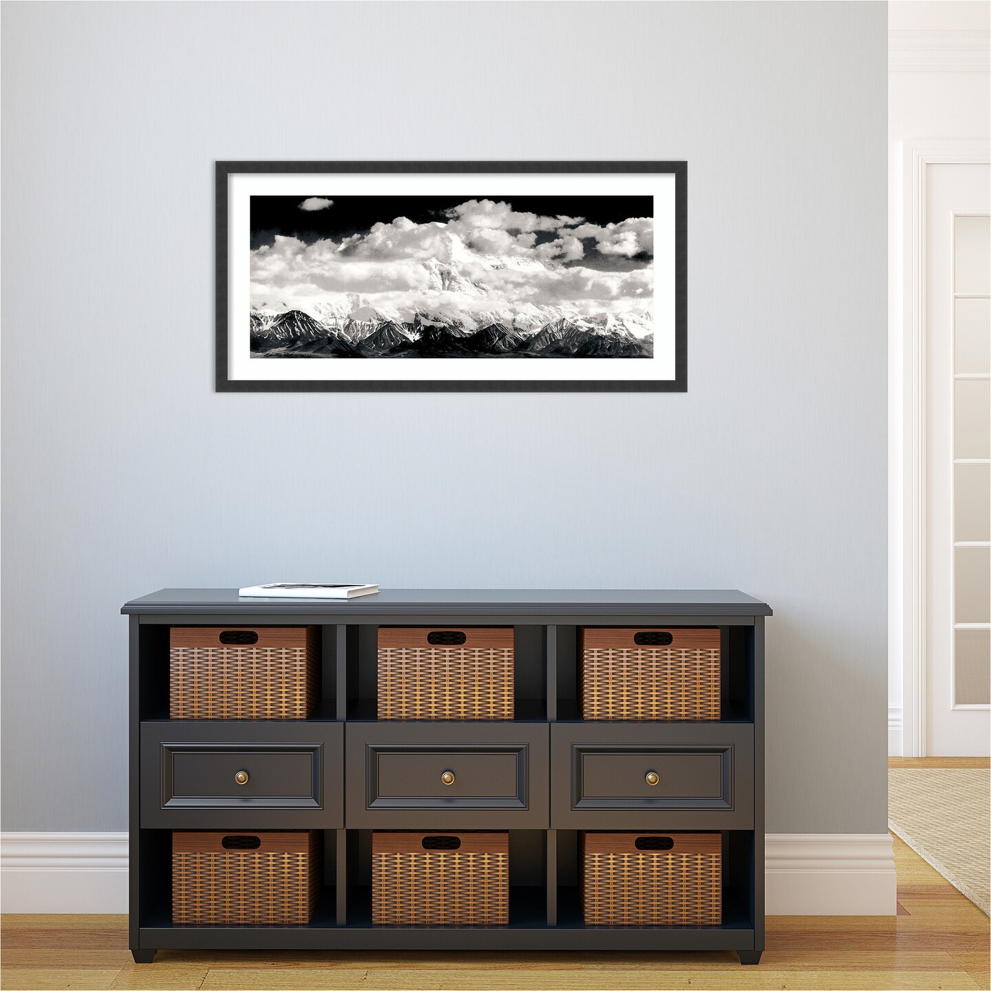 Mount McKinley Range Clouds Denali National Park Alaska 1948 by Ansel Adams Wood Framed Wall Art Print