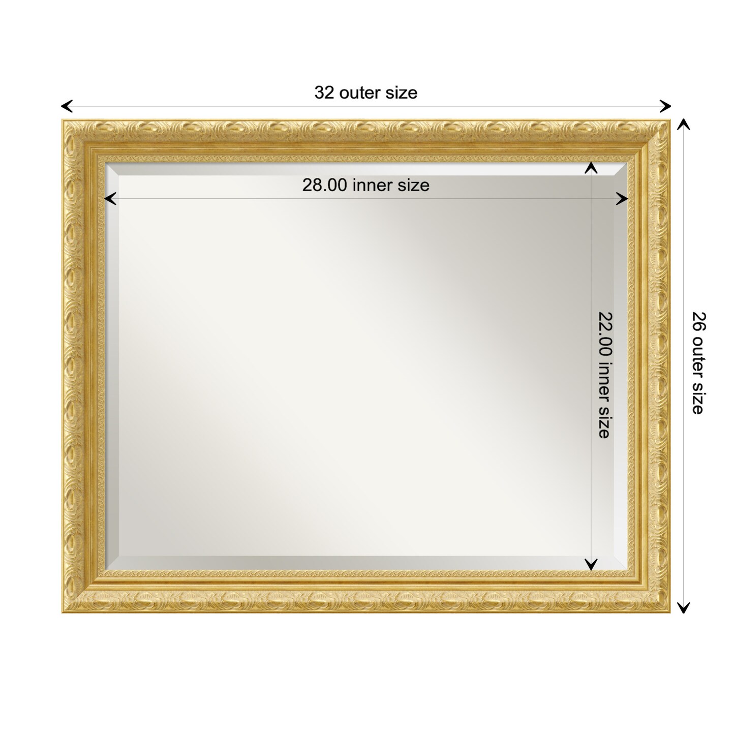 Beveled Wood Bathroom Wall Mirror, Versailles Gold Frame