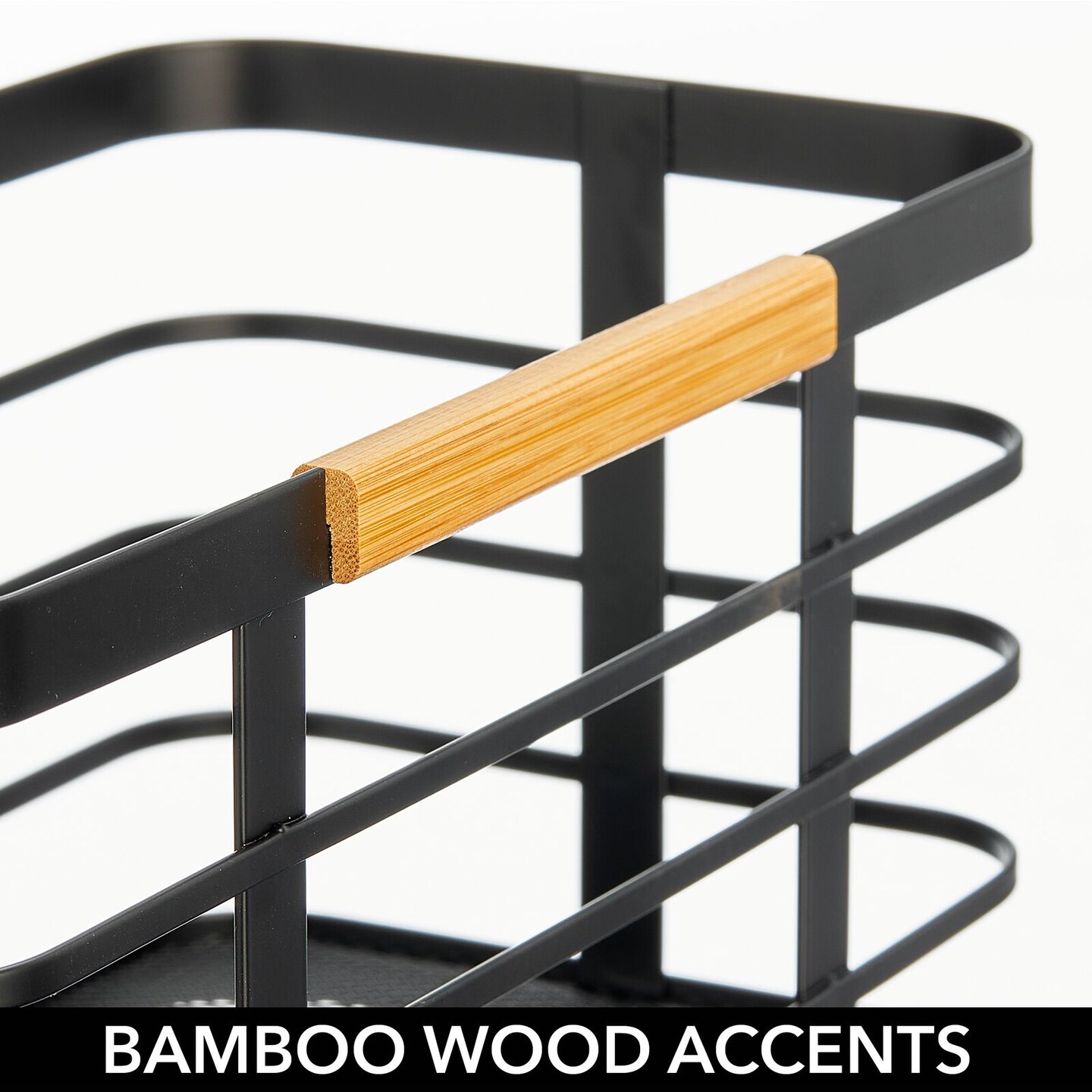 mDesign Metal Wire Wall Mount Kitchen Storage Bin Basket, Matte Black