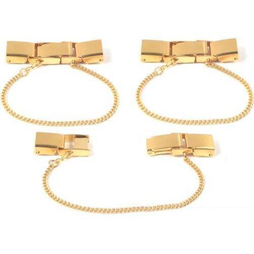3 Ladies Watch Band Clasps Gold +Safety Chains Buckle