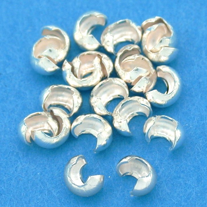 20 Sterling Silver Crimp Bead Covers Beading 2.4mm New