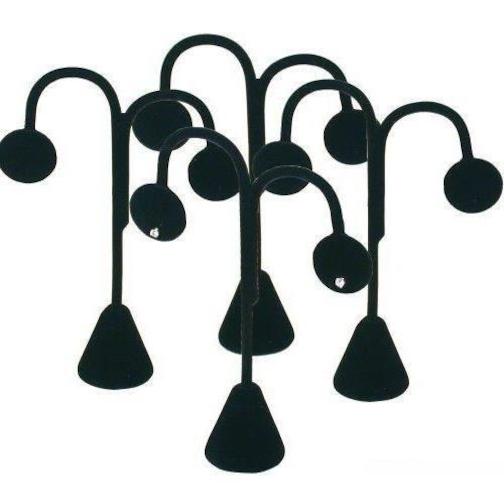 4 Black Velvet Earring Tree Hoop Stud Showcase Displays 4.75&#x22;