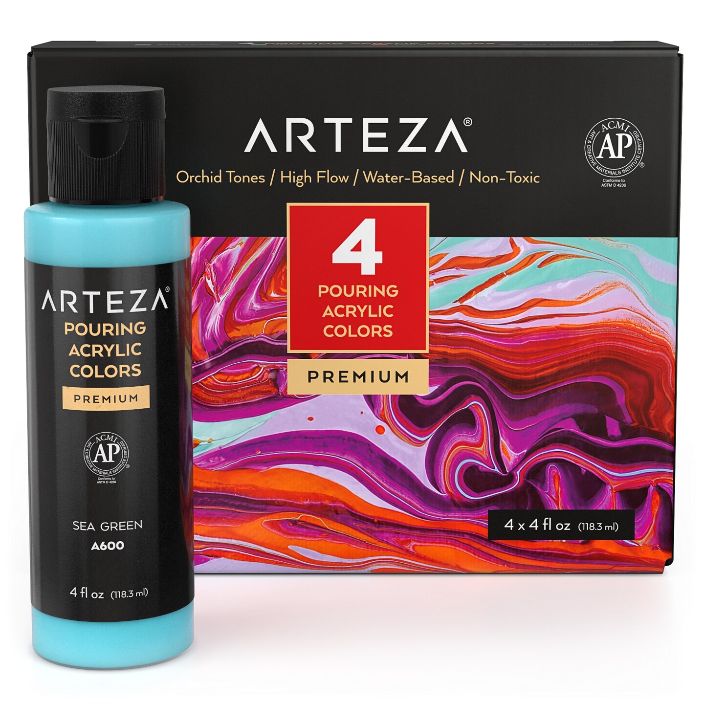 Arteza Acrylic Pouring Paint Kit 120 Ml Bottle Set Orchid Tones 4 Pack Acrylic Paint