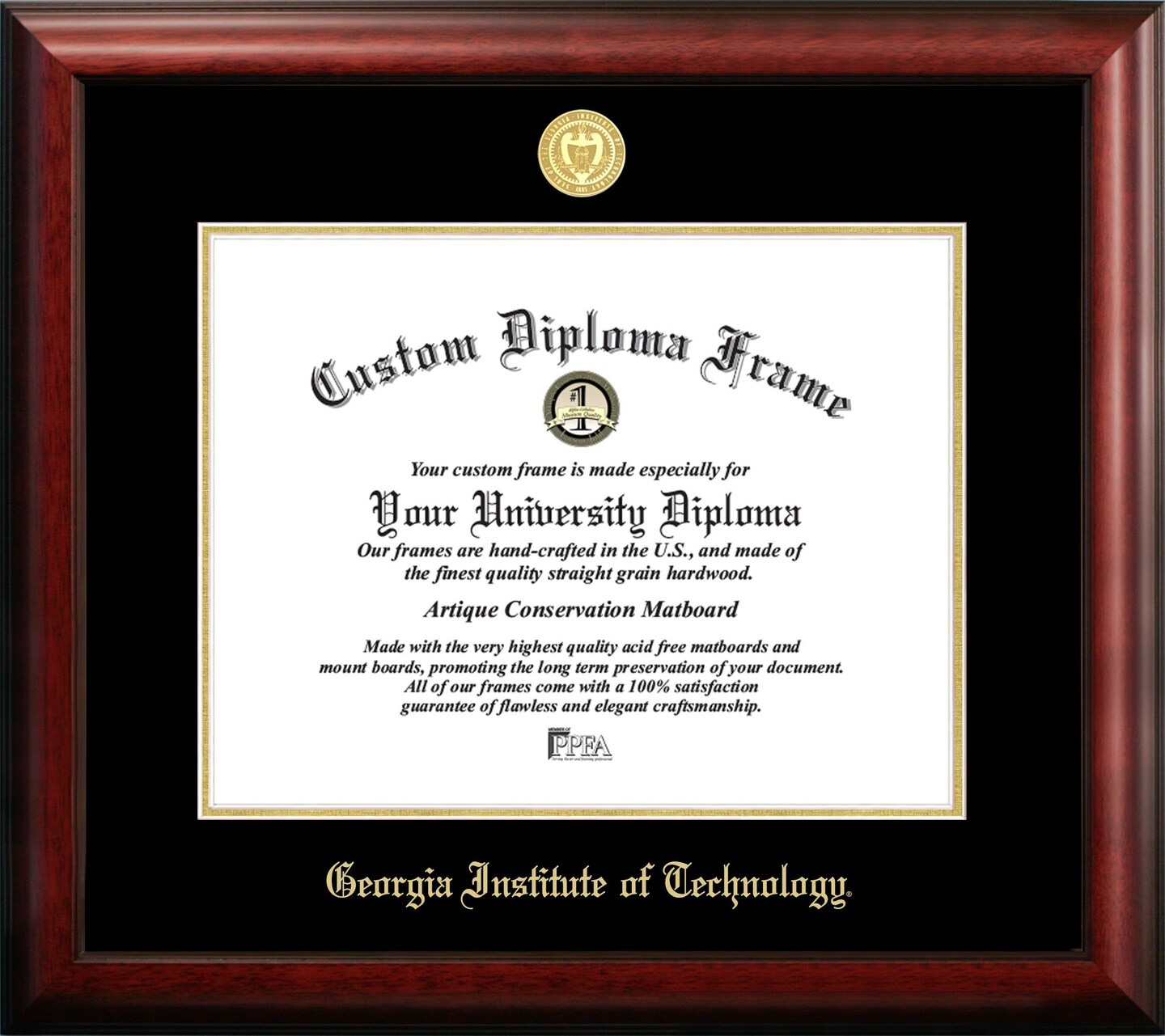Georgia Institute of Technology 17w x 14h Gold Embossed Diploma Frame