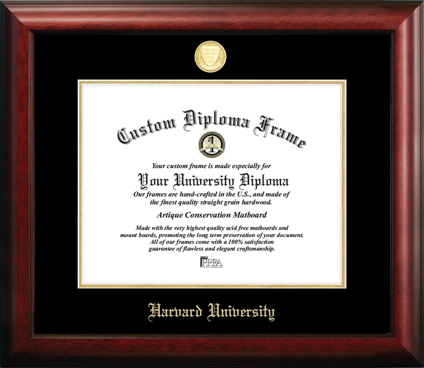 Harvard University 14w x 11h Gold Embossed Diploma Frame