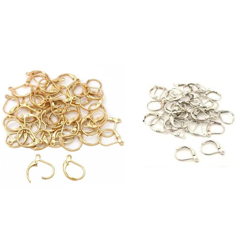 Gold &#x26; Nickel Plated Leverback Earrings W/ Open Hoop Jewelry Findings 100 Pcs