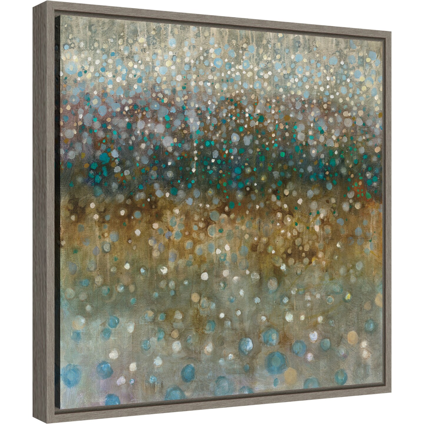 Abstract Rain by Danhui Nai 16-in. W x 16-in. H. Canvas Wall Art Print Framed in Grey