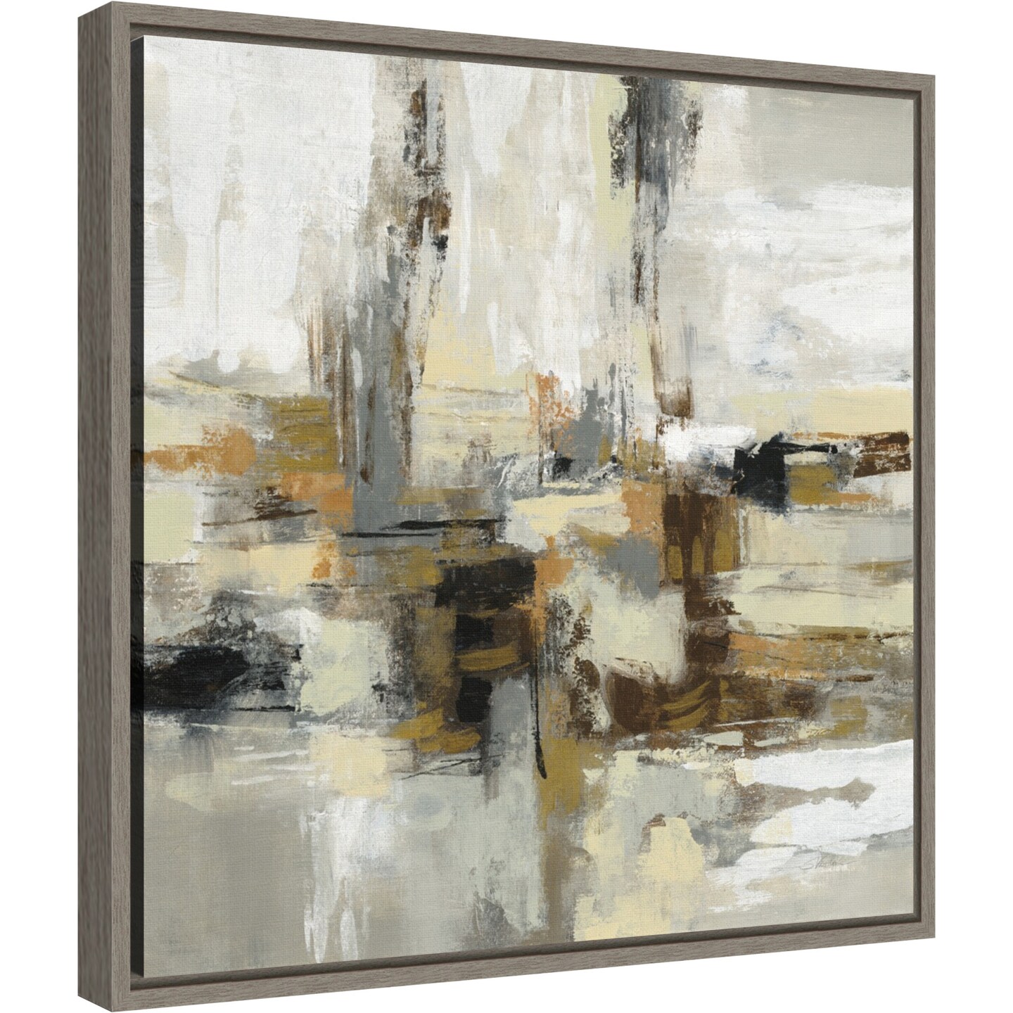 Lava and Steam by Silvia Vassileva 16-in. W x 16-in. H. Canvas Wall Art Print Framed in Grey