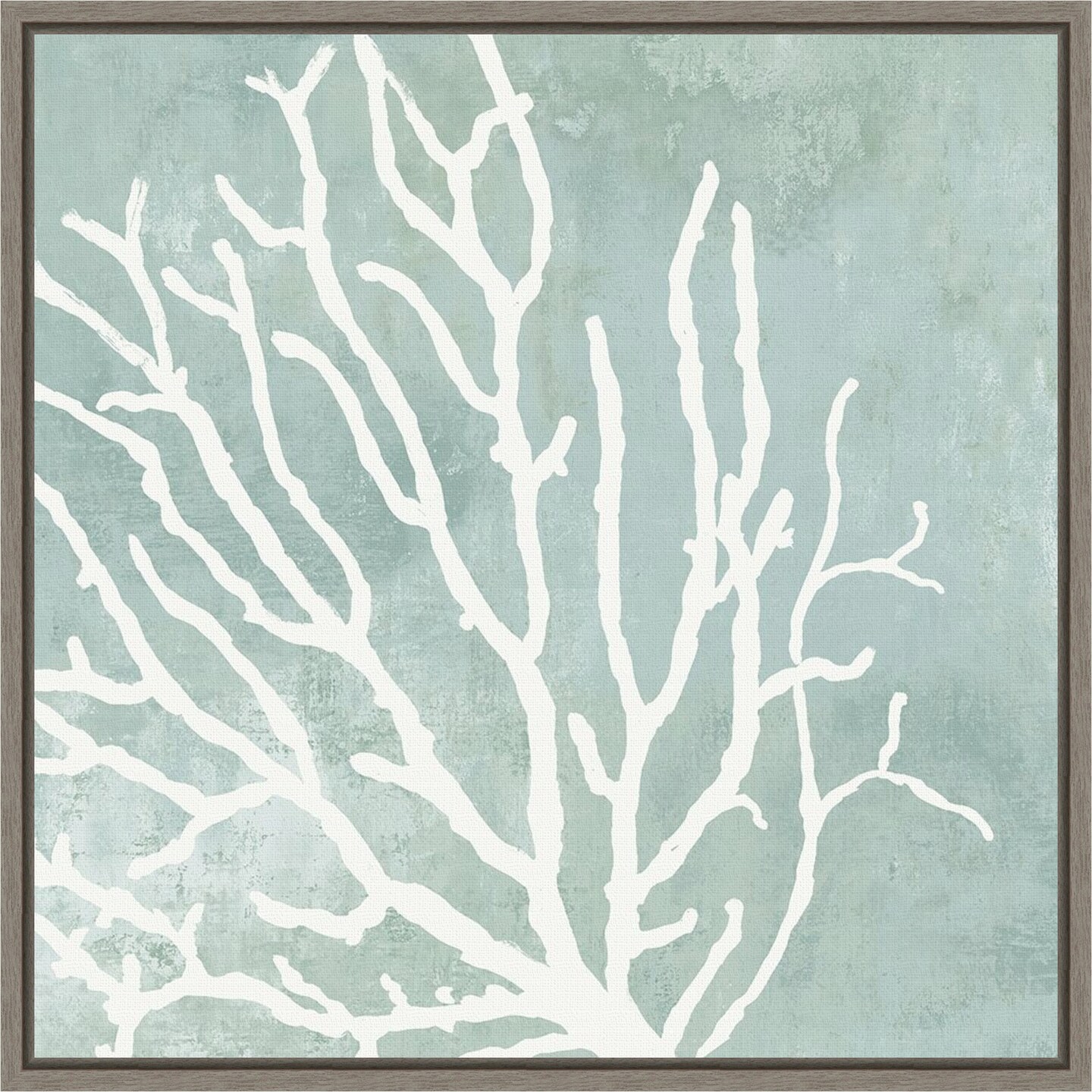 Sea Crown I (Coral) by Aimee Wilson 16-in. W x 16-in. H. Canvas Wall Art Print Framed in Grey