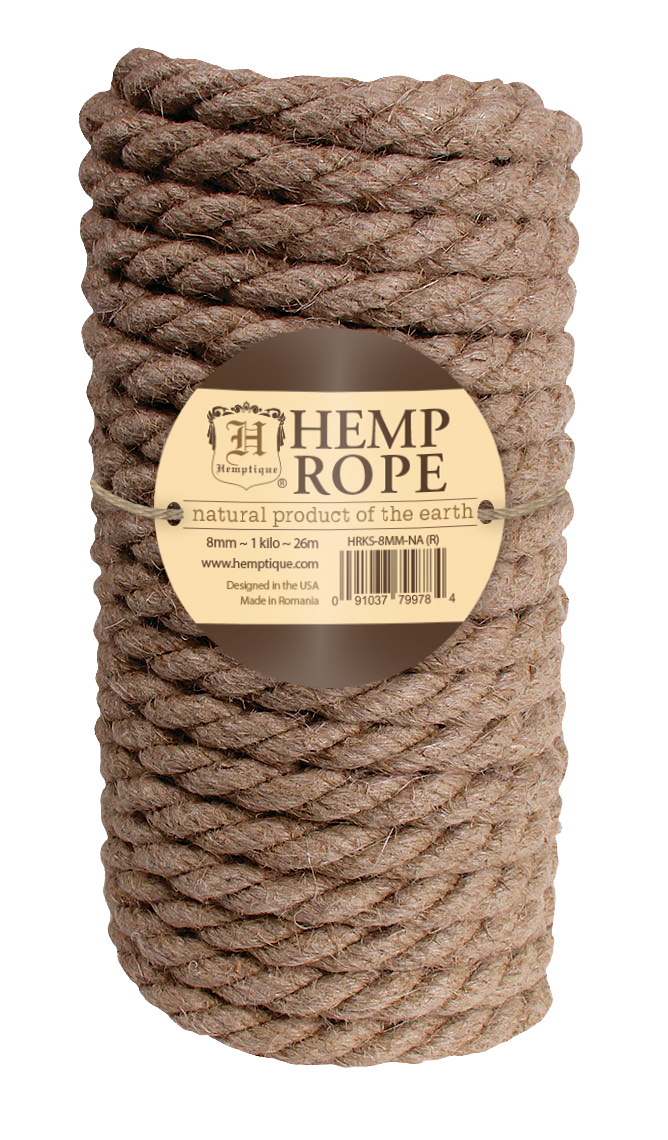 Hemp Rope, Natural, 100% Hemp 8mm