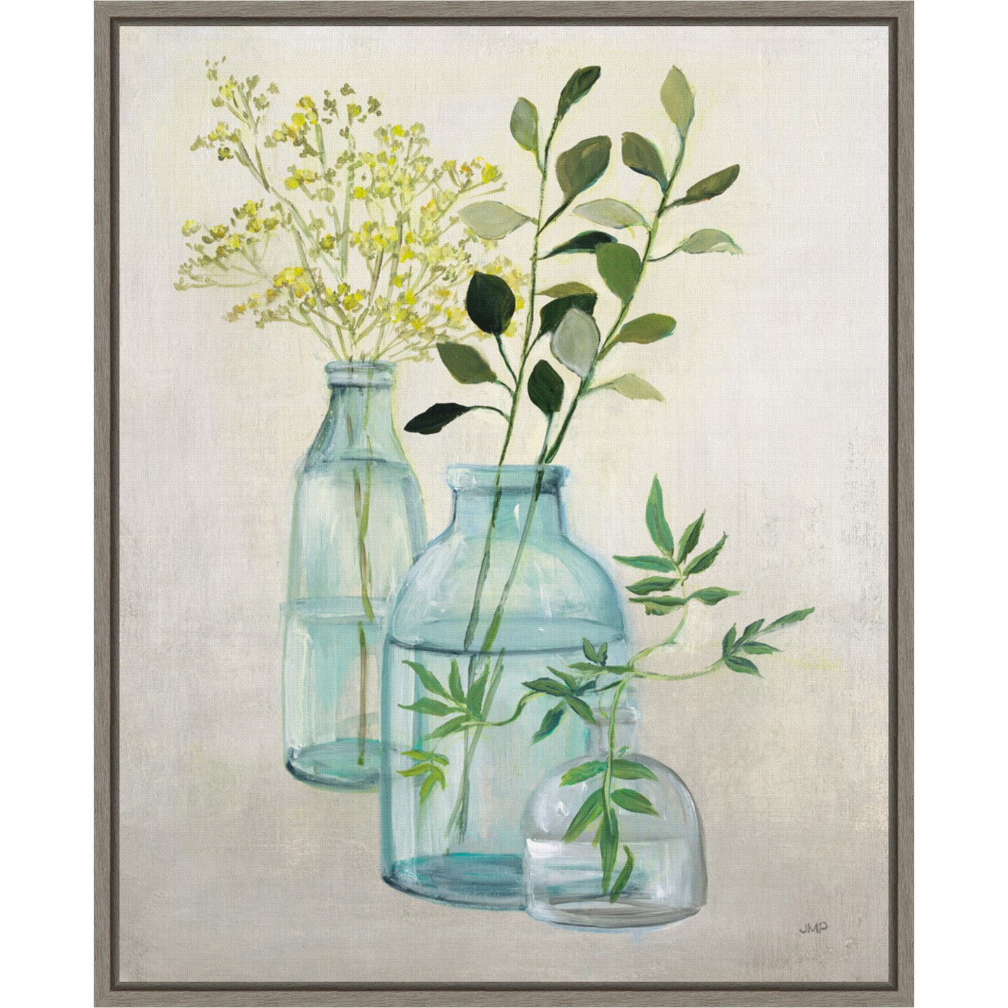 Woodland Greenery II by Julia Purinton 16-in. W x 20-in. H. Canvas Wall Art Print Framed in Grey