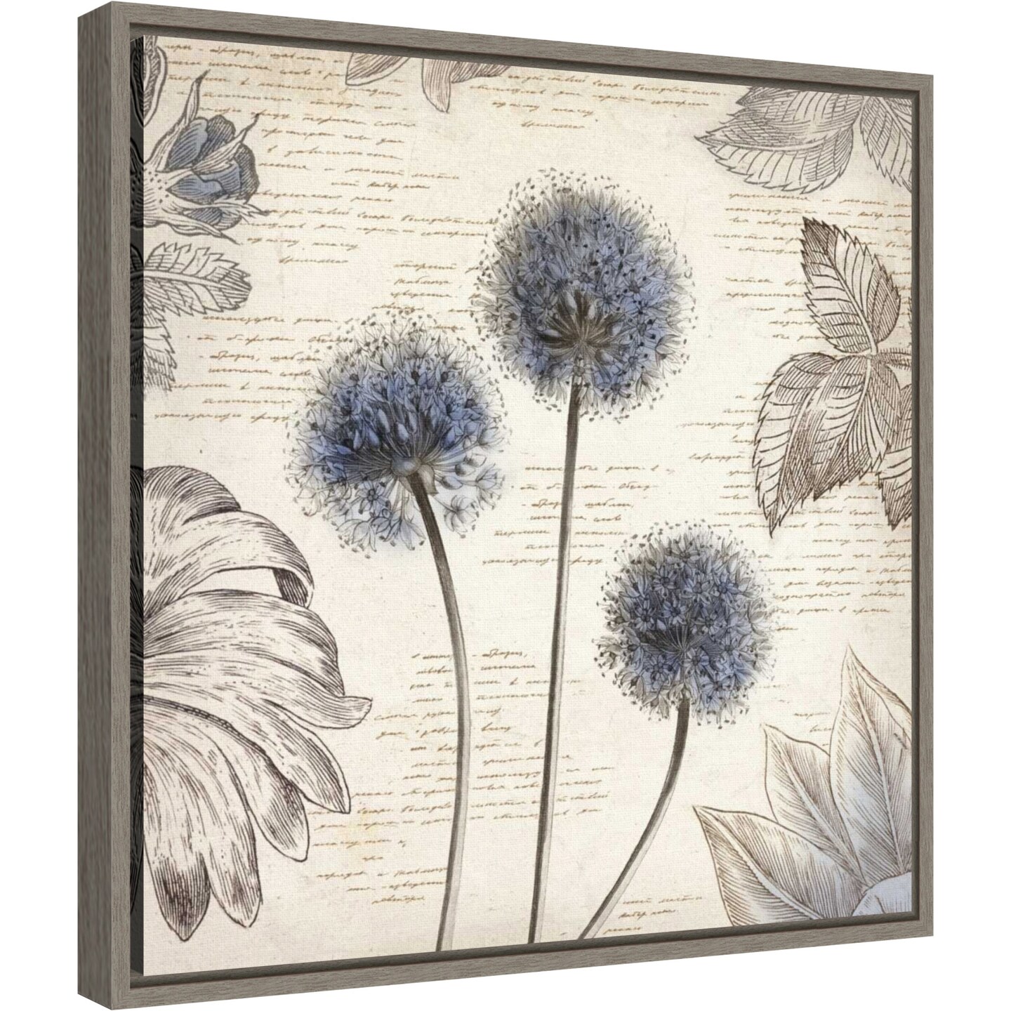 Blushing Blue I Mini by Aimee Wilson 16-in. W x 16-in. H. Canvas Wall Art Print Framed in Grey