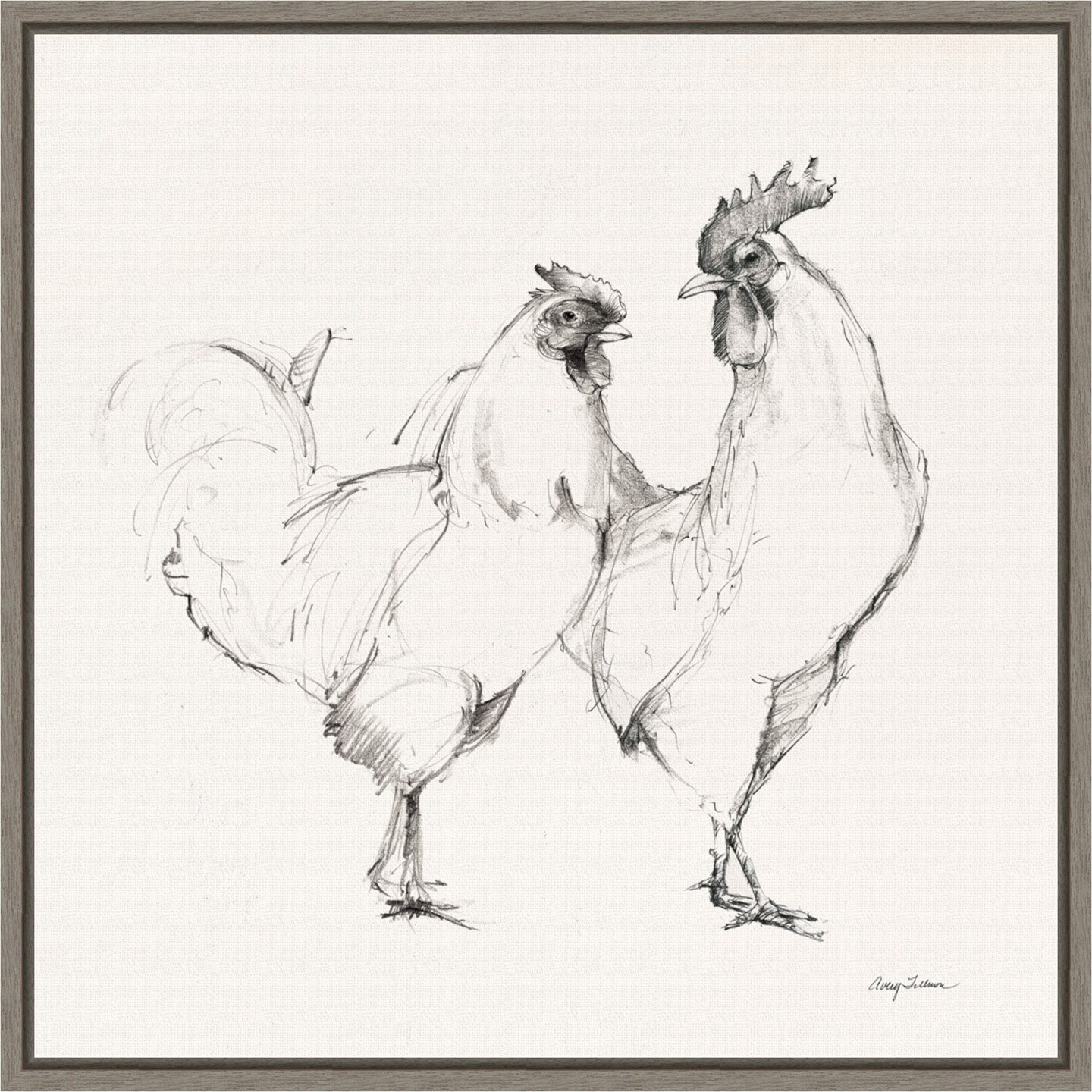 Life at Home I Vintage Cream by Avery Tillmon 16-in. W x 16-in. H. Canvas Wall Art Print Framed in Grey