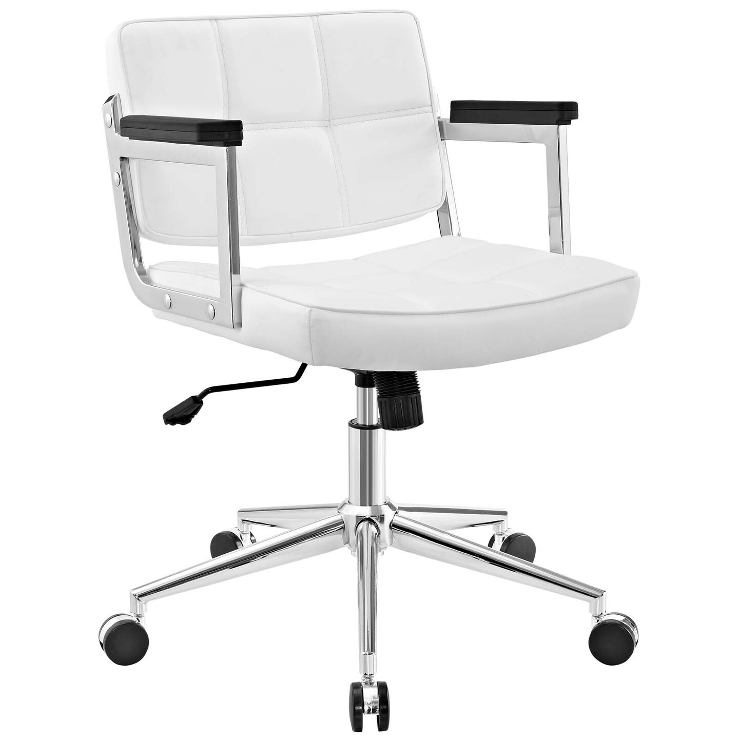 Portray Mid Back Upholstered Vinyl Office Chair White Accent Chairs