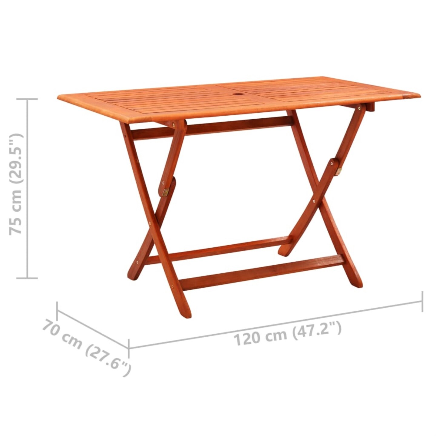 vidaXL Folding Garden Table 47.2"x27.6"x29.5" Solid Eucalyptus Wood